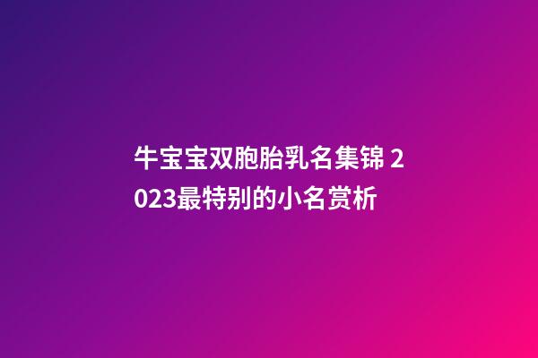 牛宝宝双胞胎乳名集锦 2023最特别的小名赏析